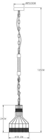 Lustră pe lanț Globo 15675H HALIA 1xE27/60W/230V