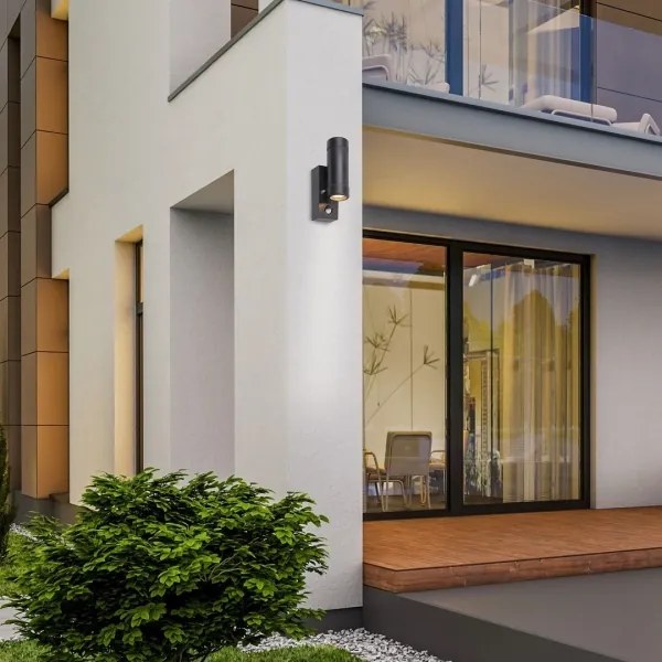 Aplică de exterior cu senzor MEDINA 2xGU10/10W/230V IP44 neagră Rabalux 8835