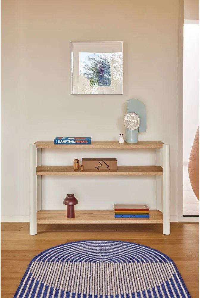 Etajeră crem/în culoare naturală deschisă cu aspect de lemn de stejar 126x84x43 cm Bona – Teulat