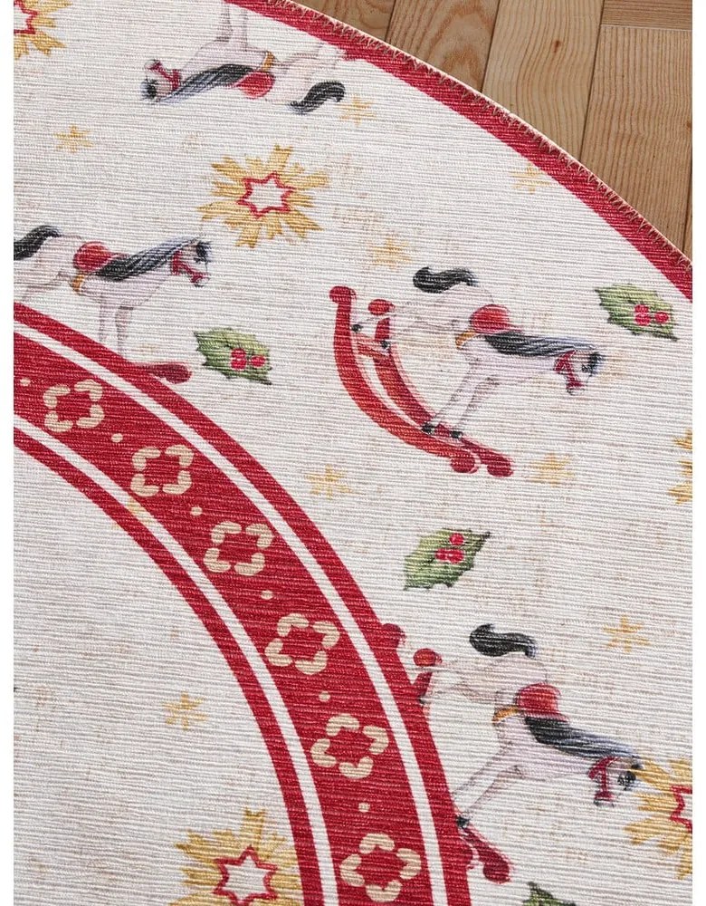 Covor roșu rotund ø 160 cm cu model de Crăciun Toy's Delight Rocking Horse – Villeroy&amp;Boch