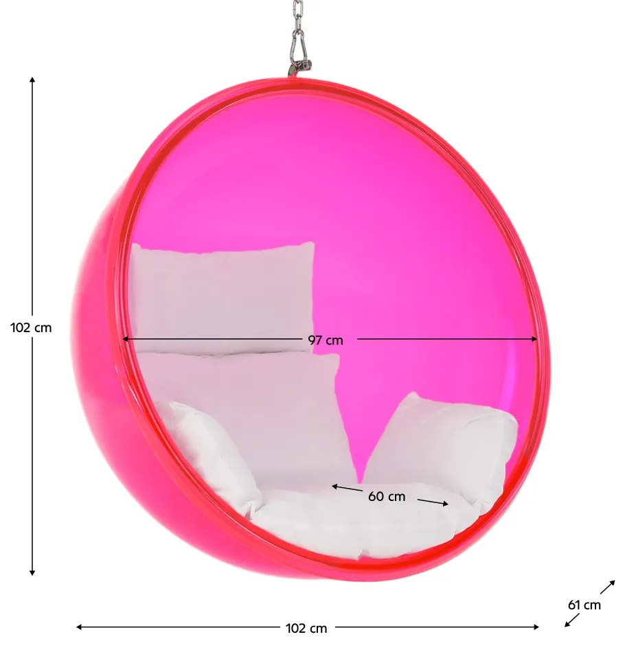 Scaun suspendat, roz/ argintiu/ alb, BUBBLE TIP 1