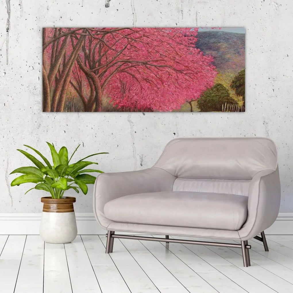 Tablou cu copaci înfloriți (120x50 cm)