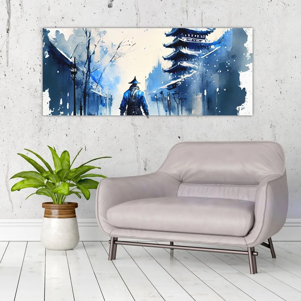 Tablou - Samurai, aquarel (120x50 cm)