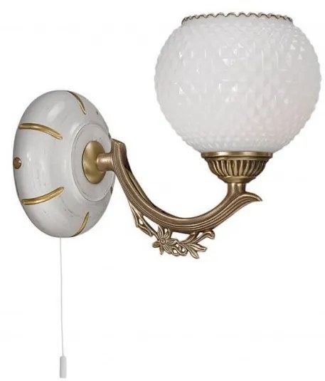Aplica de perete clasic design italian din alama, sticla si lemn 8655 RA-A. 8655/1