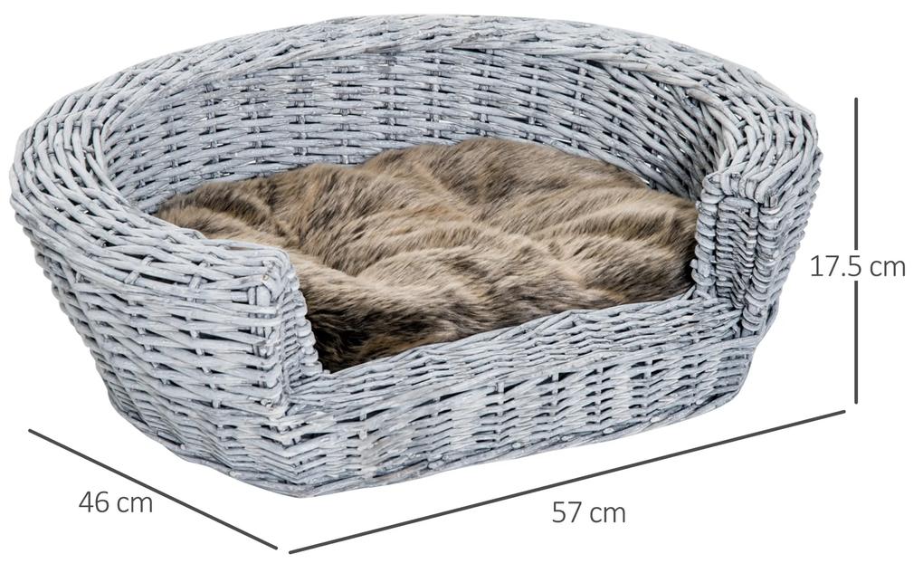 PawHut Cusca Confortabilă pentru Animale de Companie cu Pernă Moale, Gri Maro, 57x46x17.5cm | Aosom Romania