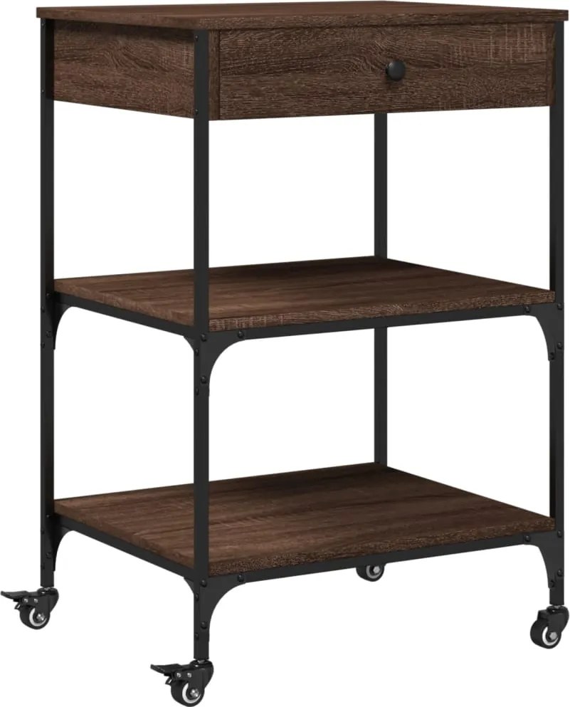 vidaXL Cărucior de bucătărie, stejar maro 60x48x89,5 cm lemn prelucrat