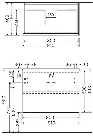 Mobilier suspendat, Rak, Joy, pentru lavoar incastrabil, alb