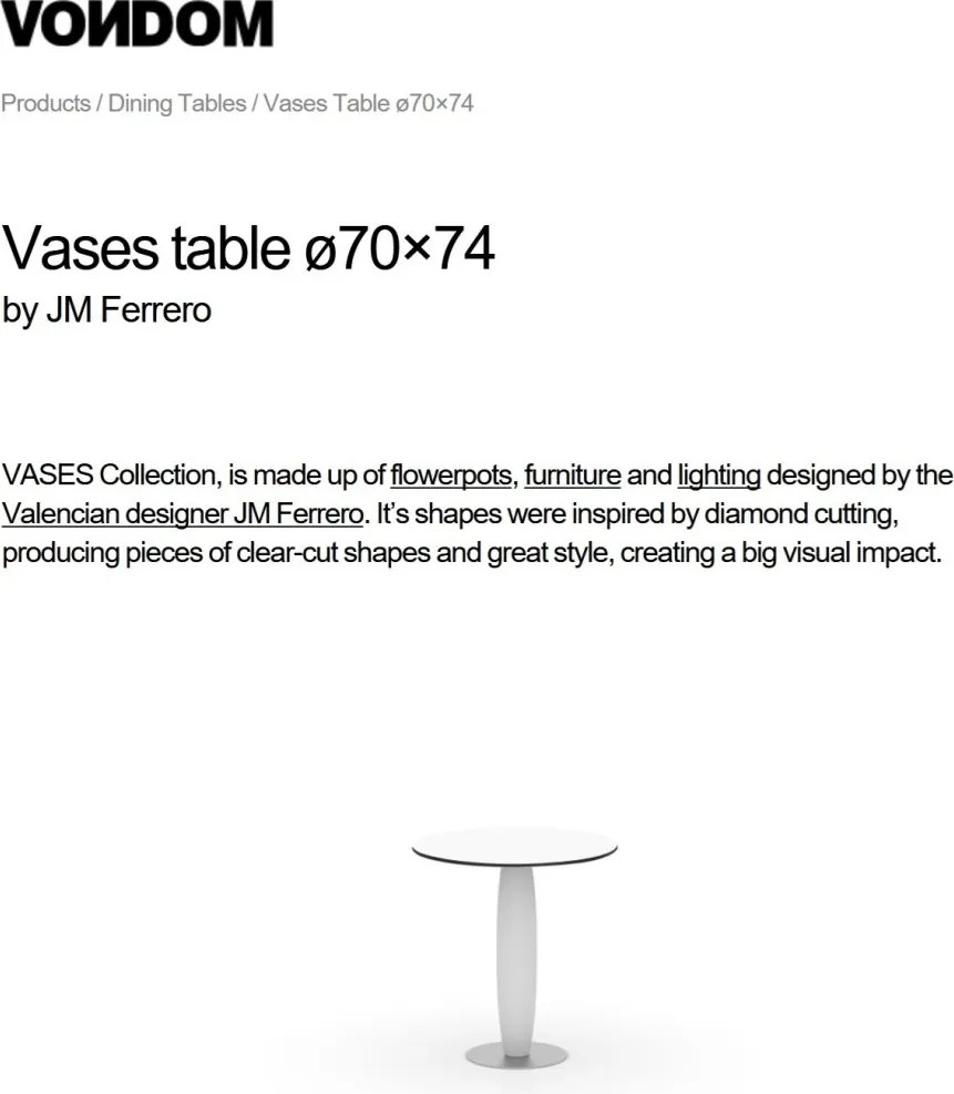 Masa de exterior / interior design modern premium VASES 70cm