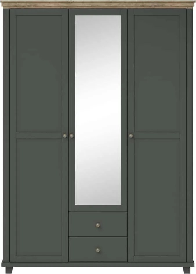 Dulap lemn masiv Jardon 3 Usi Cu Oglinda Grafit, 154 × 62 × 216 cm