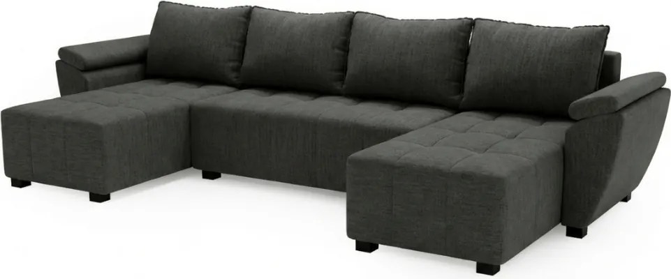 Coltar extensibil in forma de U LIVARO, gri inchis, 305x140 cm