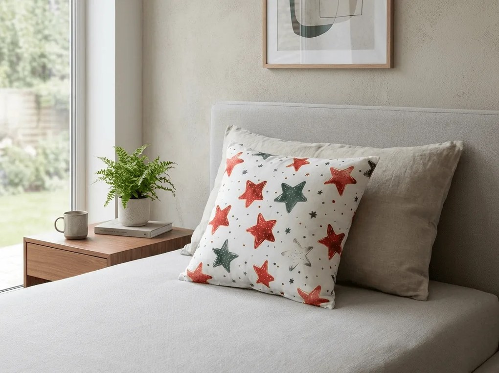Husa pentru perna din microfibra COLORFUL STARS 45x45 cm, colorat