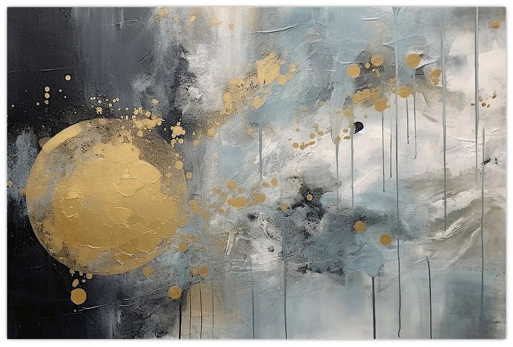 Tablou - Abstracție cu minge de aur (90x60 cm)