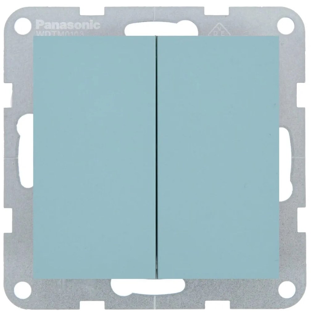 Intrerupator dublu 10A, IP20, Turcoaz, Panasonic Karre Plus 55 Soft Touch