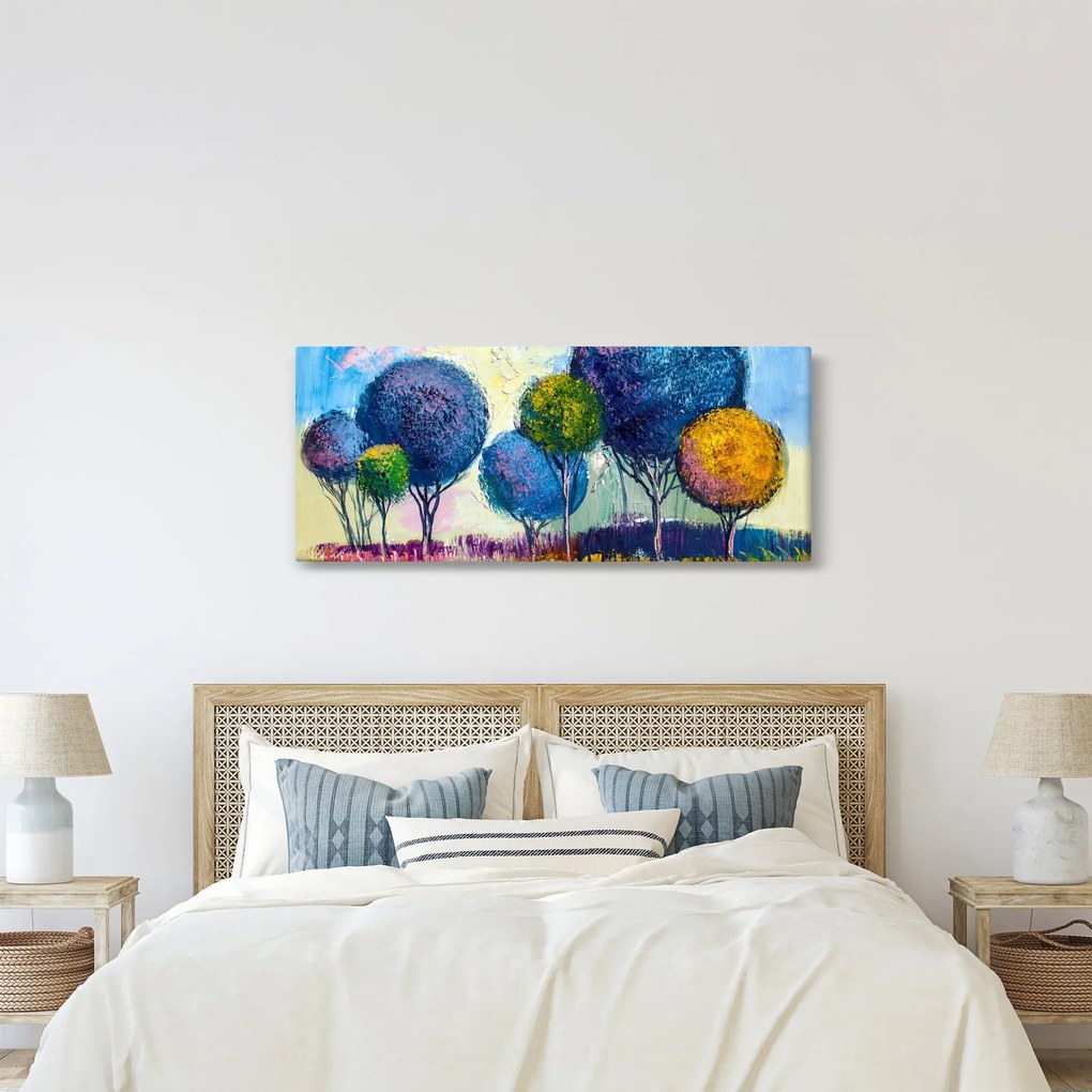 Tablou - Copaci, pictură în ulei (120x50 cm)