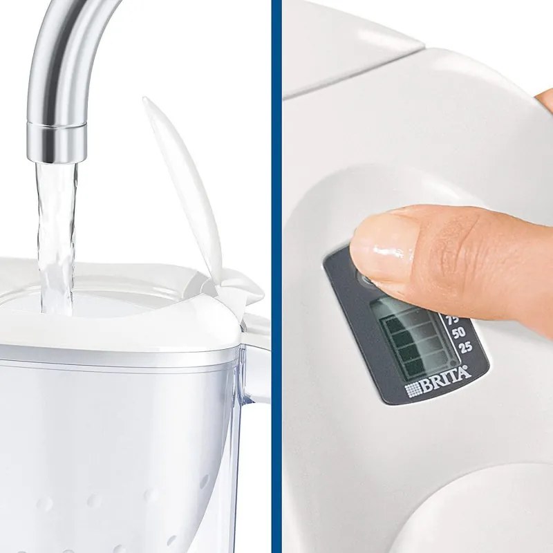 Cana filtranta a apei Brita Marella Cool Memo, 2,4 l, Indicator electronic Memo, Filtru Maxtra Pro, Alb