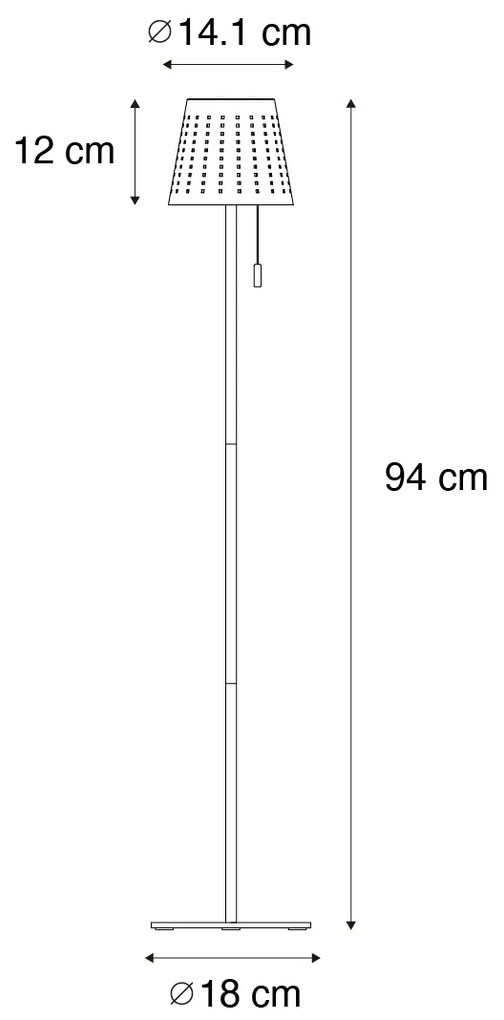Lampă de podea pentru exterior albastră cu LED cu dimmer în 3 trepte pe solar - Ferre