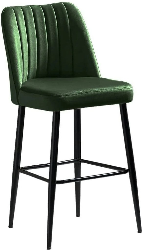 Set 2 scaune bar VENTO, verde/negru, stofa catifelata/metal, 49x45x99