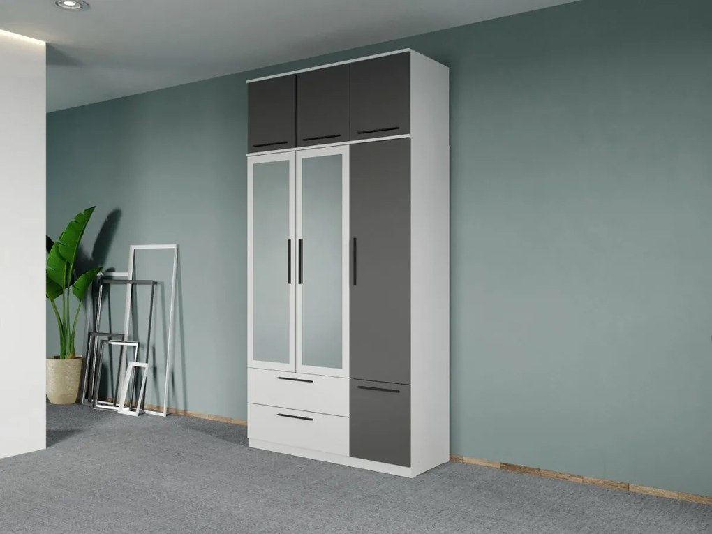 Set mobila dormitor 4 piese Alb/Gri Levi C20
