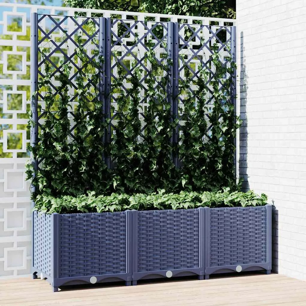 vidaXL Jardinieră de grădină cu spalier,albastru gri, 120x40x136 cm, PP
