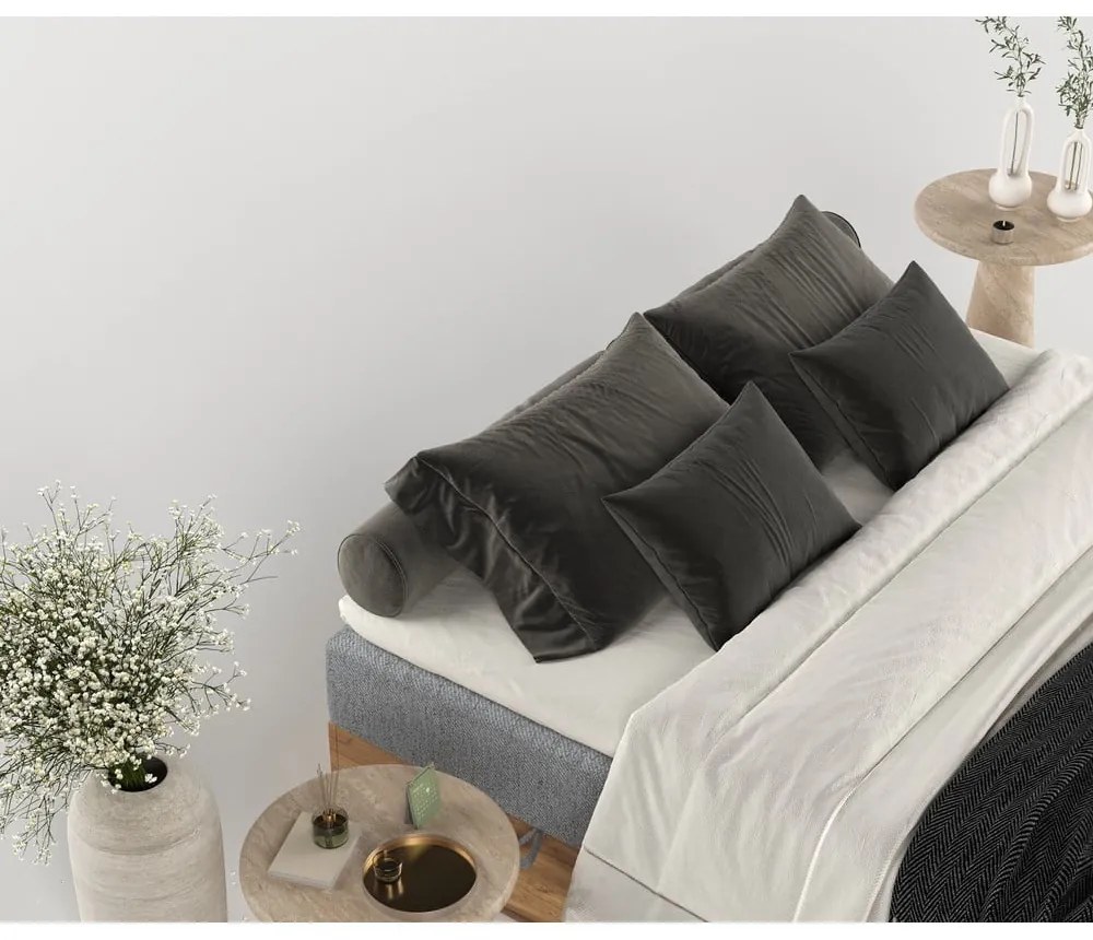 Pat boxspring gri/în culoare naturală cu spațiu de depozitare 180x200 cm Faro – Maison de Rêve