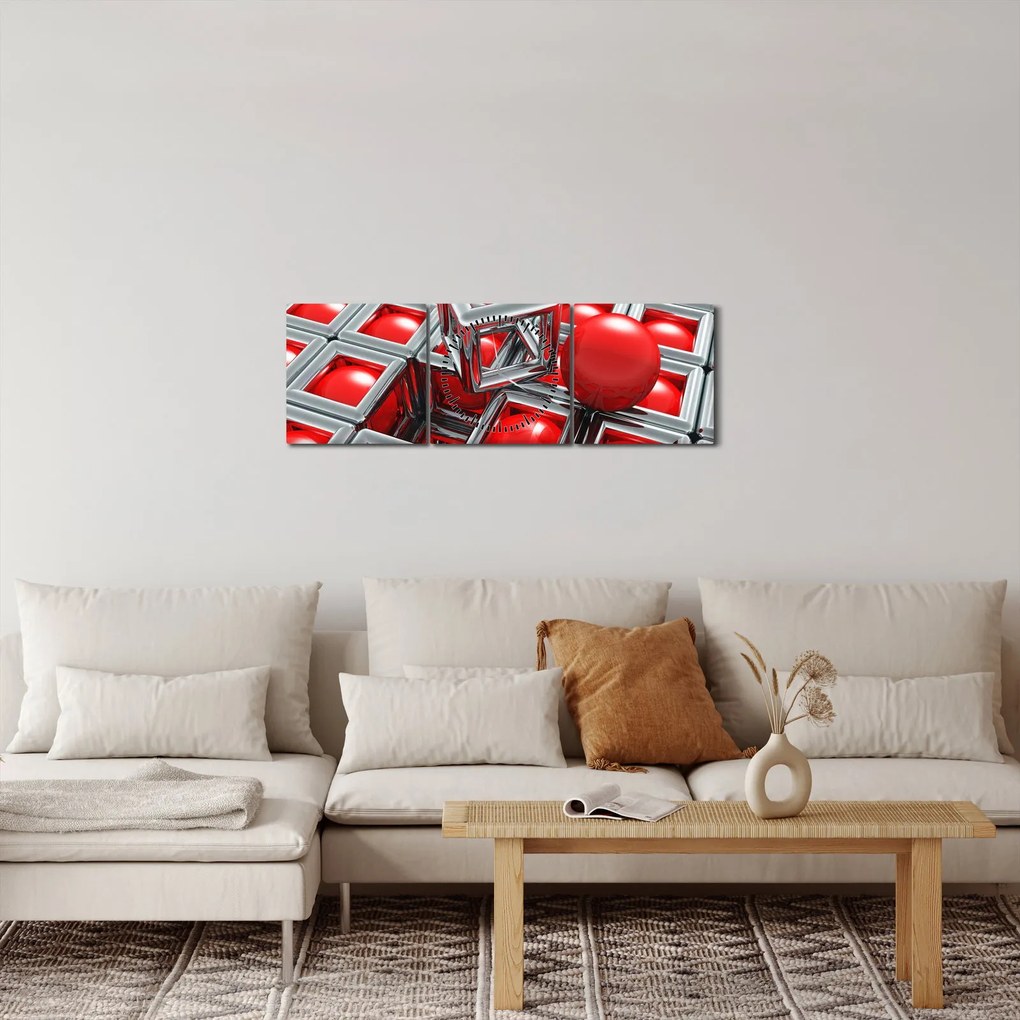 Tablou - Abstract metalic 3D (cu ceas) (90x30 cm)