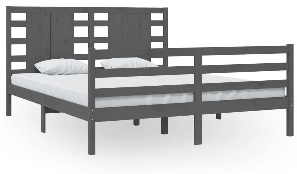 3104295 vidaXL Cadru de pat, gri, 160x200 cm, lemn masiv de pin