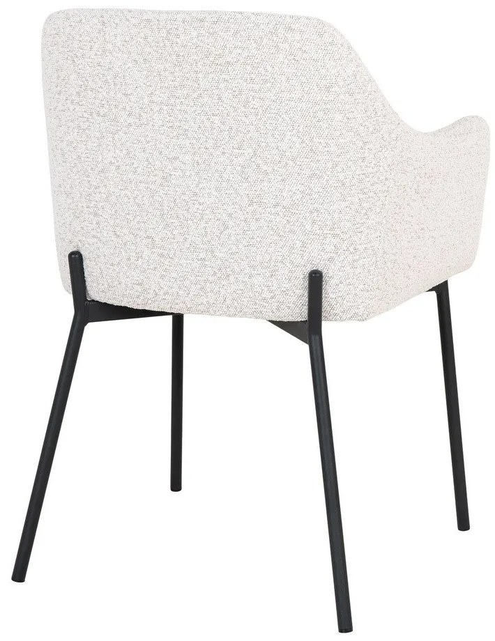 Scaun de sufragerie alb cu cotiere tapițat Melilla – House Nordic