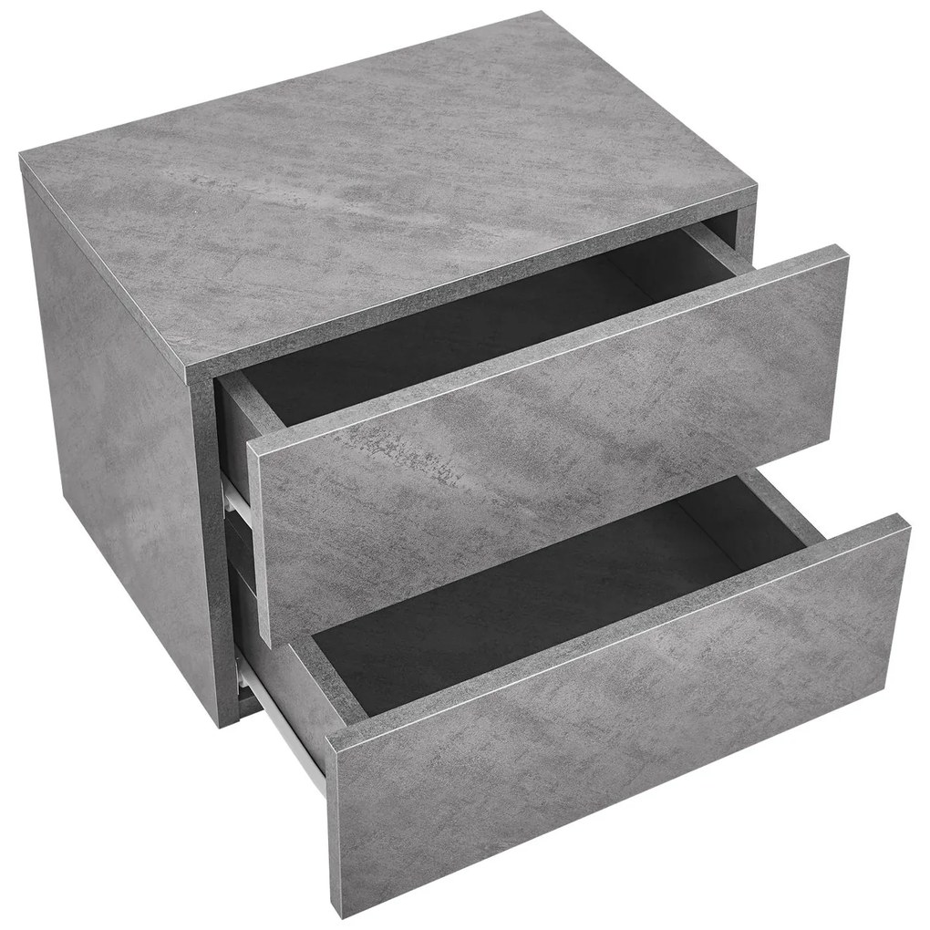 Noptiera 40x29x30 cm cu 2 sertare, aspect beton