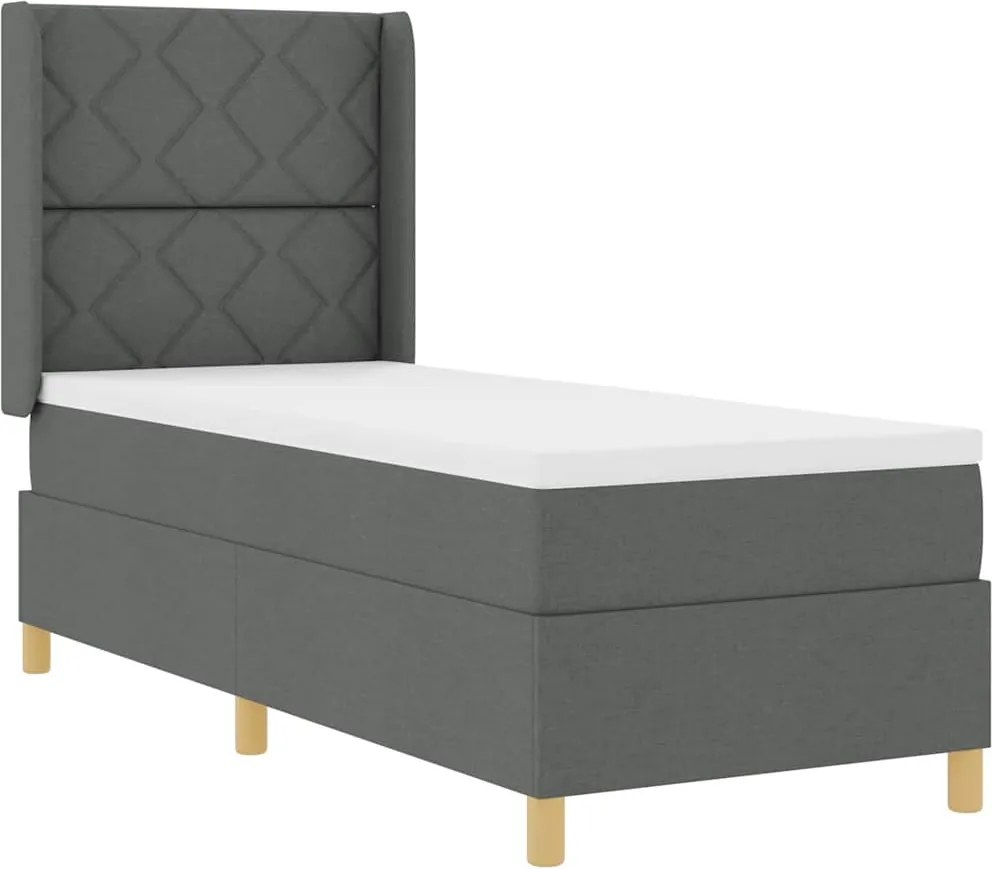 vidaXL Pat cu arcuri cu saltea cu headboard Gri 140 x 200 cm țesătură