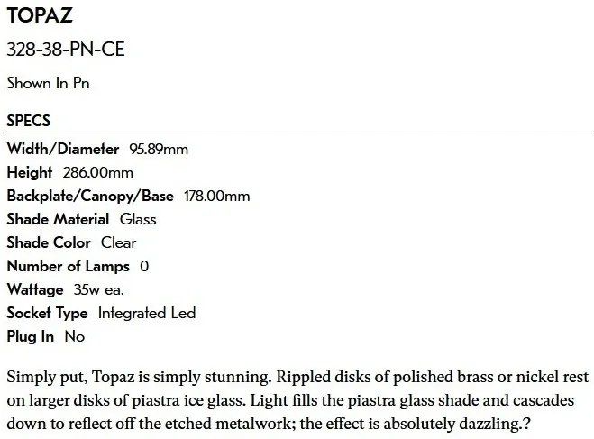 Lustra LED aplicata design LUX, Topaz 328-38-PN-CE HVL