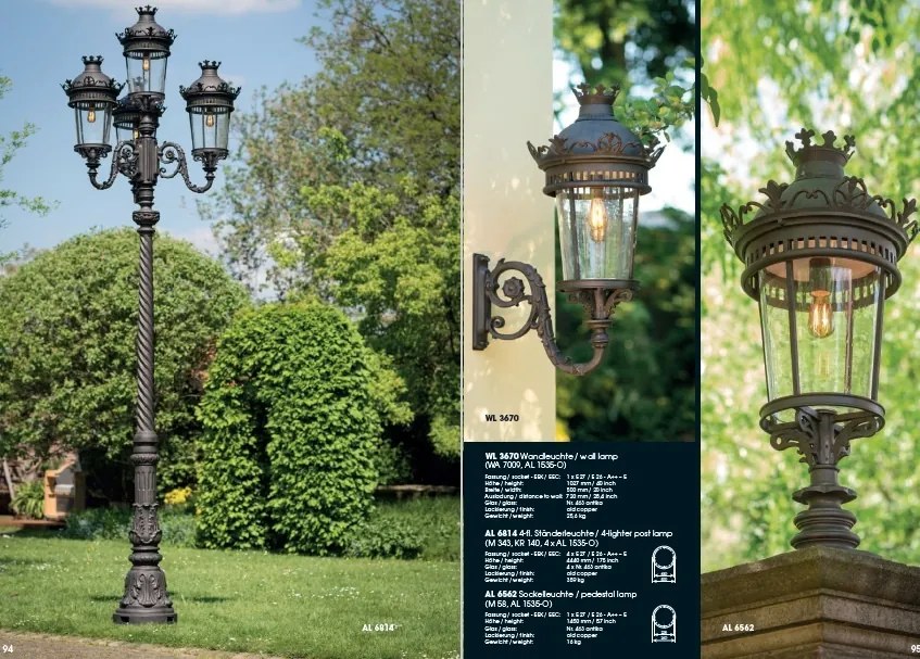 Aplica iluminat exterior din fier forjat design clasic in stil Empire, WL 3669