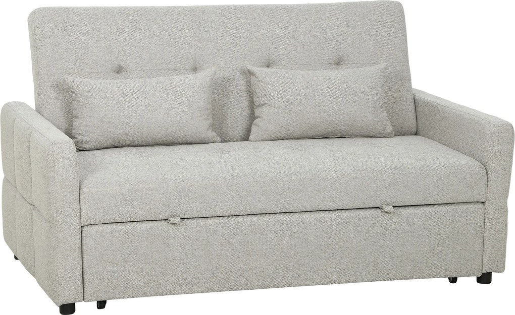 HOMCOM Canapea Pat cu Design Extensibil Clic Clac pentru 2 Locuri - Gri Deschis | Aosom Romania