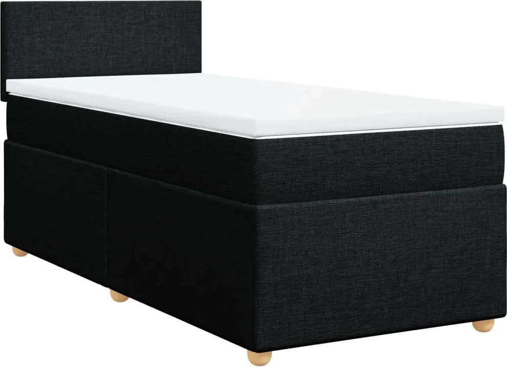 vidaXL Pat box spring cu saltea, negru, 100x200 cm, textil