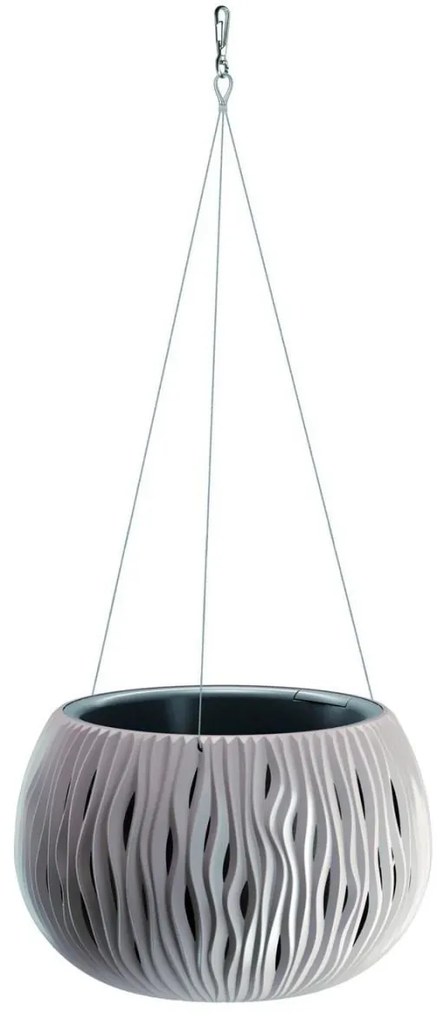 Ghiveci decorativ cu lant, rotund, gri, 23.8x16.1, Sandy Bowl WS