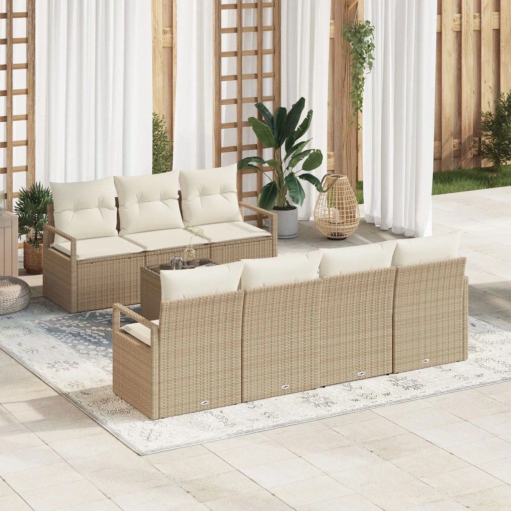 vidaXL Set de canapele pentru grădină 8 pcs Bej și crem