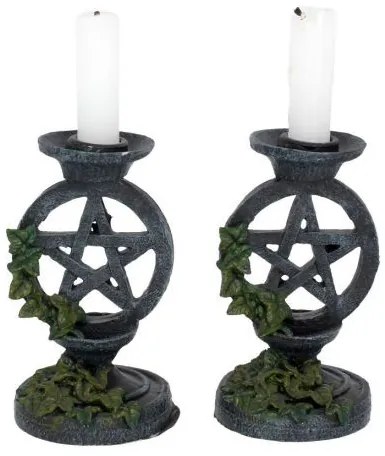 Set suporturi lumanari Pentagrame cu iedera