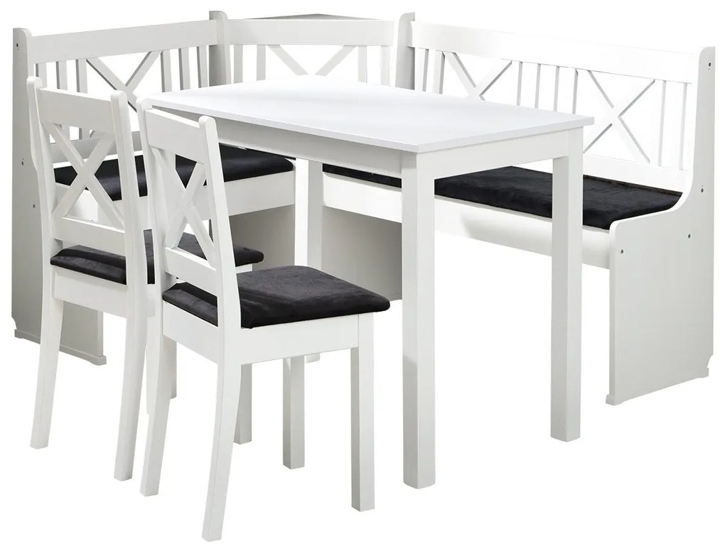 Colț bucătărie + Masă cu scaune Sandonia 1 (Alb) (amor velvet 4322). Promo -17%. 1054142