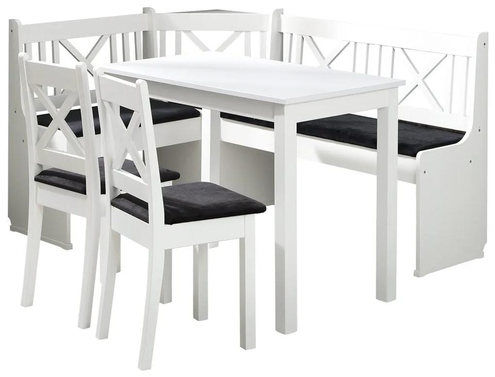 Zondo Colț bucătărie + Masă cu scaune Sandonia 1 (Alb) (amor velvet 4322). 1054142