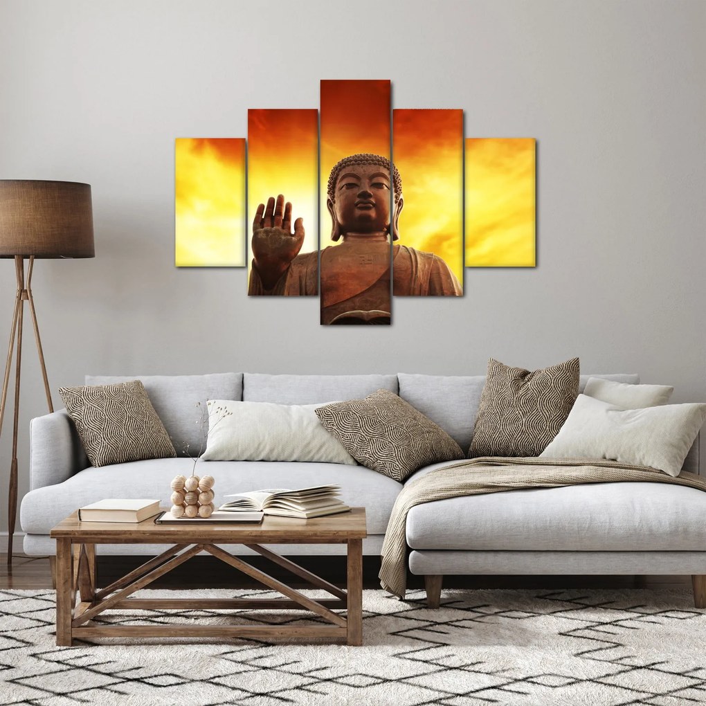 Tablou - Buddha cu fundal roșu și galben (150x105 cm)