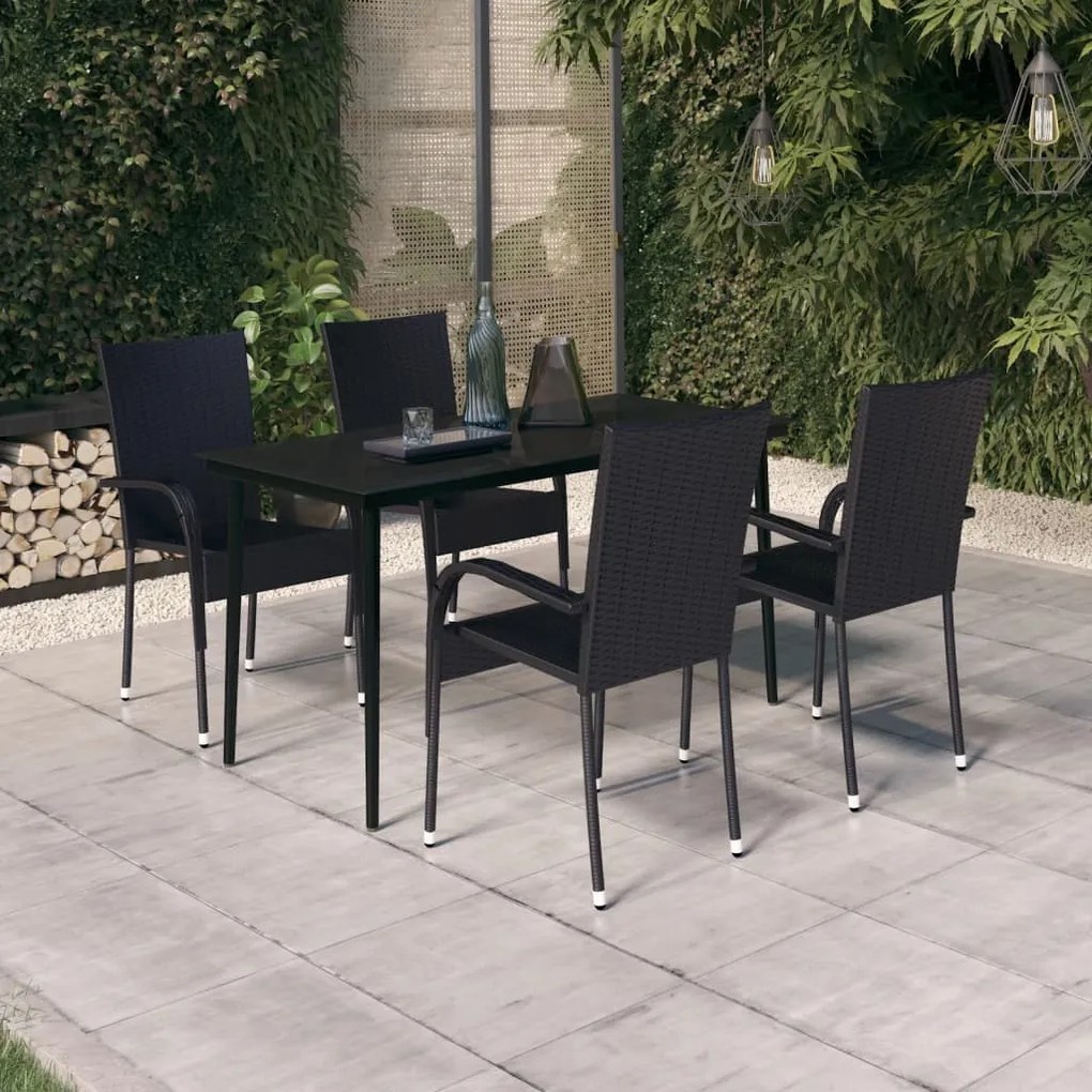 3099397 vidaXL Set de servit masa pentru grădină, 5 piese, negru