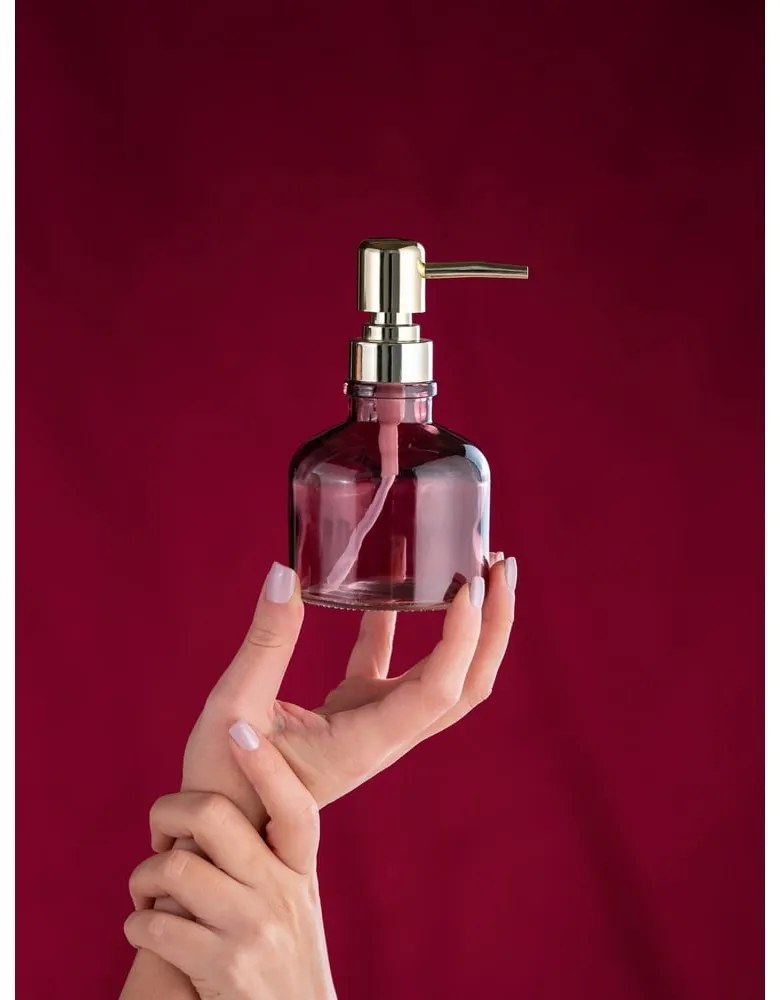 Dozator de săpun lichid roz închis din sticlă 200 ml Atessa – Wenko