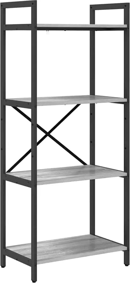 vidaXL Raft pentru cărți Gri Sonoma 56 x 34 x 133,5 cm Lemn compozit