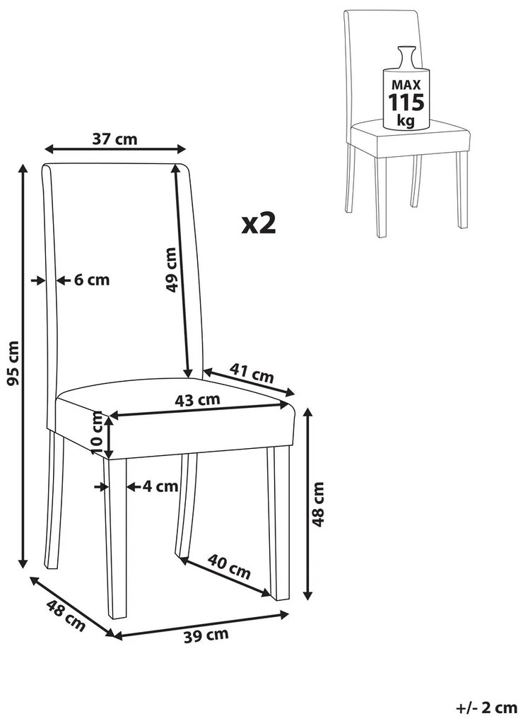 Set 2 buc. scaune pentru sufragerie Borway (alb). 1010057