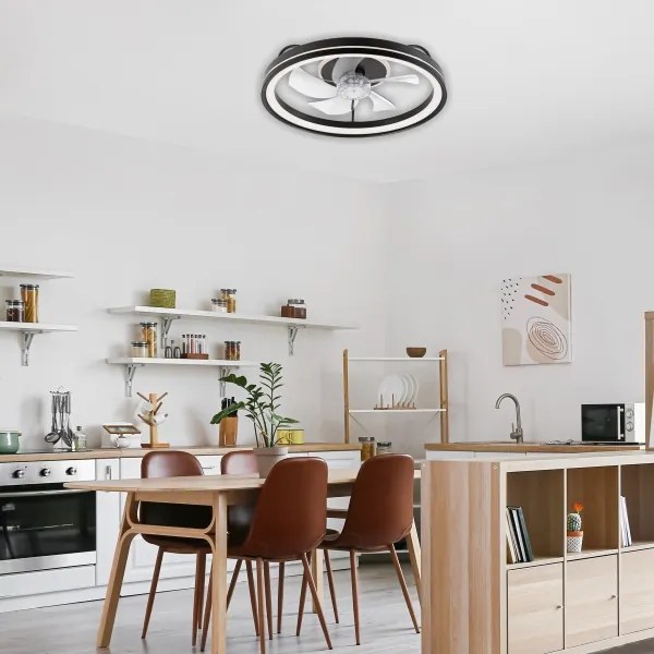 Plafonieră LED cu ventilator FARGO LED/37W/230V negru + telecomandă