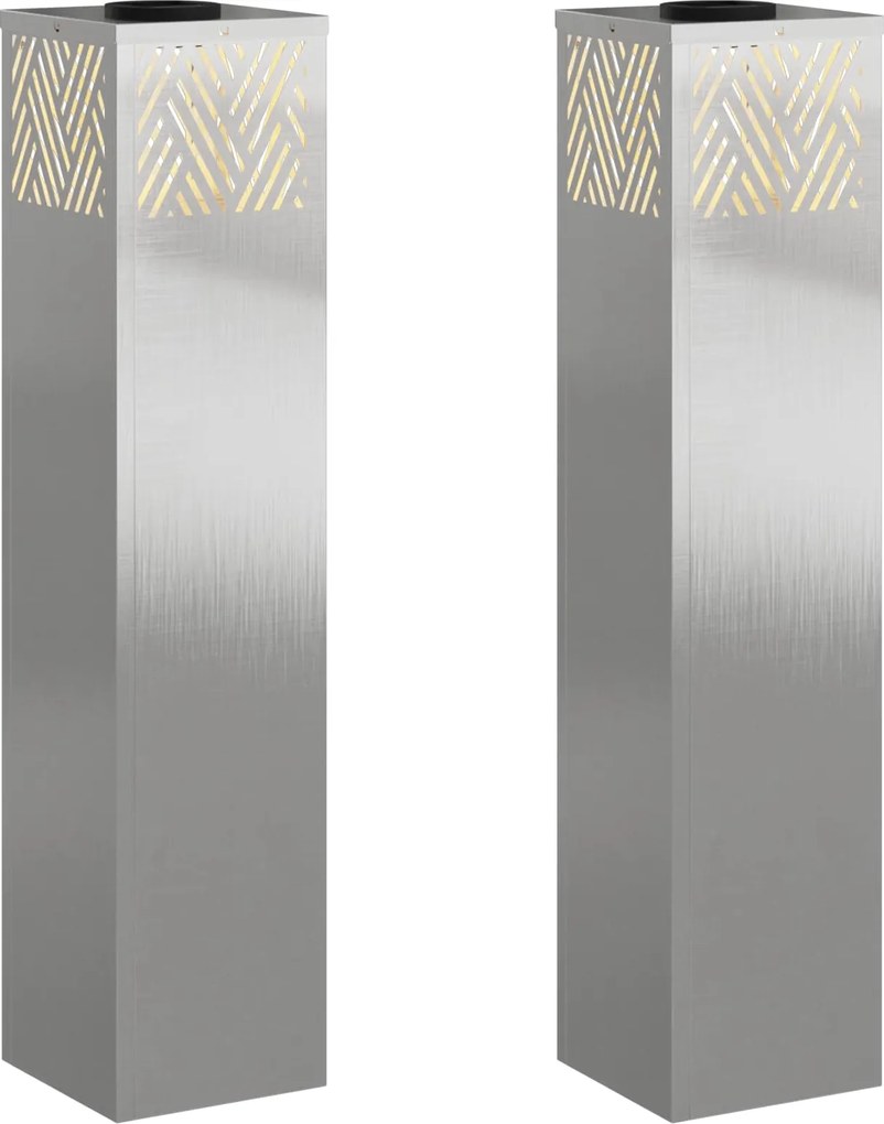 vidaXL Lumină LED Solară pentru Alei 2 pcs Argintiu Oţel inoxidabil