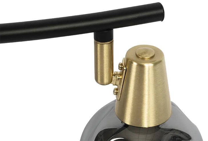 Plafoniera Art Deco aurie cu sticlă fumurie cu 4 lumini - Vidro