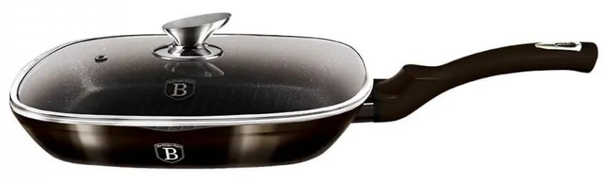 Tigaie grill cu capac Metallic Line Shiny Black Edition BerlingerHaus BH 6612