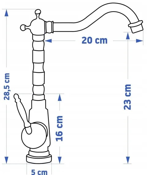 REA-B2150 - Baterie pentru lavoar BONA, 28,5 cm, auriu periat