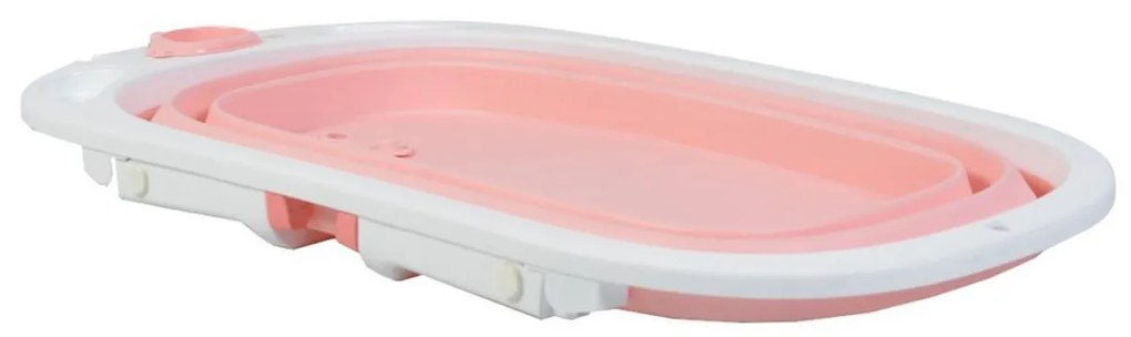 Cadita pliabila cu stender pentru bebelusi si copii NOVOKIDS™ Folding Bath Tub, baita bebe, ergonomica, 81x45x22 cm, supapa scurgere, Roz