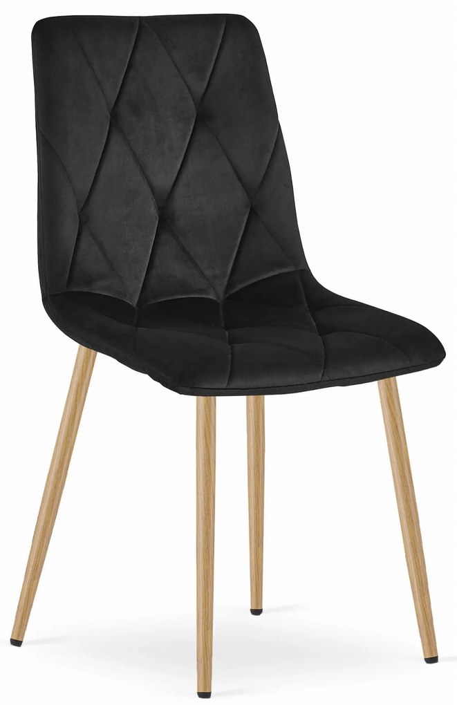 Scaun Bucatarie/Dining Fido Picioare Finisaj Lemn, Catifea Negru